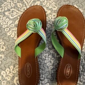 Talbots Women's Green and Brown Striped Slippers